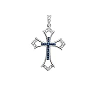 Silver Cross Necklace Pendant 1/10 Ctw.