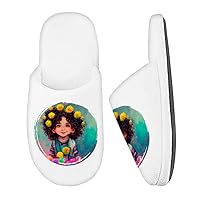 Colorful Portrait Memory Foam Slippers - Little Girl Slippers - Sunny Slippers