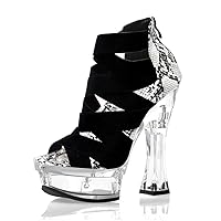 14cm Roman Open Toe Fashion Stripper Heels Pole Dance 5Inch Women's Shoes Gothic Platform Sandals Sexy Fetish Crossdresser Punk