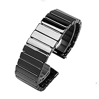 Quick Release Ceramic Watch Band 20mm 22mm Watch Strap Butterfly Buckle Wristbands for Women Men Black White