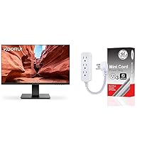 KOORUI 24 Inch Computer Monitor Full HD 1920 x 1080p VA Display 75Hz 3000:1 Contrast Ratio with HDMI & GE 3-Outlet Power Strip Extension Cord with Multiple Outlets 6 Inch Braided Short Cord