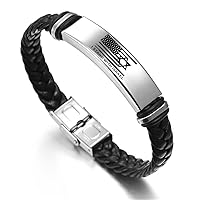 Support for Israel Jewelry, I Stand with Israel Leather Bracelet, National Flags Friendship Bangle, Jewish Star of David Israeli Wristband for Men Women