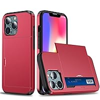 Phone Case for iPhone 13 Pro 11 12 Pro Max XR X XS Max 7 8 Plus Wallet Credit Card Holder Slot Case,red,for iPhone 13Pro Max