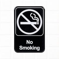 No Smoking Sign for Door/Wall - Black and White, 9 x 6-inches Commercial No Smoking Signs