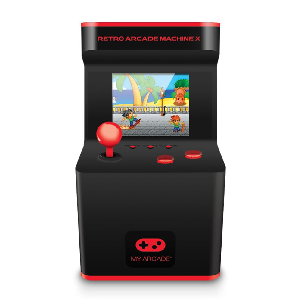 My Arcade Retro Arcade Machine X Playable Mini Arcade: 300 Retro Style Games Built In, 5.75 Inch Tall, AA Battery Powered, 2.5 Inch Color Display, Illuminated Buttons, Speaker, Volume Control