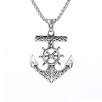 Mens Stainless Steel Navigation Nautical Surfing Beach Anchor Pendant Necklace