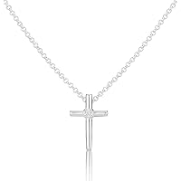 Sterling Silver Faith Diamond Communion Cross Necklace. Ideal for First Communion Gifts, Baptism, Quinceañera, Flower Girl and Bridesmaid Gifts