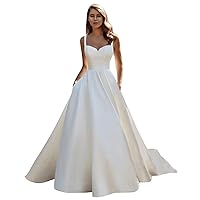 Satin Beach Boho Wedding Dresses for Bride 2024 Sleeveless Bridal Ball Gown