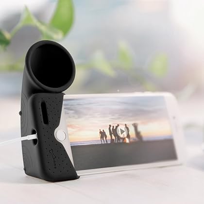 Bone】 iPhone Horn Stand, iPhone Sound Amplifier Stand Speaker Dock Holder for Selfie Live Stream Broadcast Webcam Video Conference for iPhone 12 12 Pro 11 11 Pro Max XR XS Max 8 7 6 Plus- Black