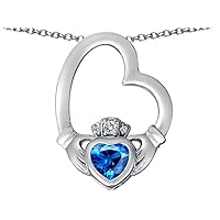 Sterling Silver Floating Heart Irish Claddagh Pendant