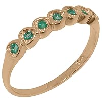 Solid 18k Rose Gold Natural Emerald Womens Eternity Ring - Sizes 4 to 12 Available