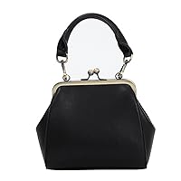 Bai Shi Wu Vinatge Shell Women Shouder Bag Designer Wide Strap Handbag Luxury PU Leather Chain Crossbody Bag Lady Small Wallet (Color: Black handbag)