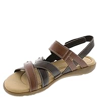 Clarks Women's Elizabelle Gem Flat Sandal, Brown Multi Leather, 12 Wide