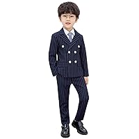 Boys' Stripe Suit 2-Piece Jacket Pants Customizable Tuxedos for Homecoming Uniform