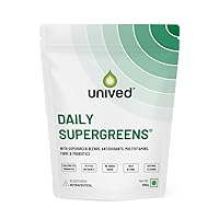 Uni.ved's Plant-Based Daily Supergreens Blend with 20 Vital Nutrients, Fiber, Antioxidants, Superfood Blend, alkalizing Blend, & Vitamins & Minerals, Unflavoured, 30 Servings