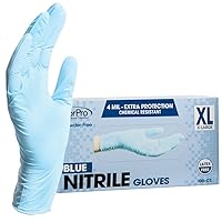 ForPro Professional Collection Disposable Nitrile Gloves, Chemical Resistant, Powder-Free, Latex-Free, Non-Sterile, Food Safe, 4 Mil, Blue, X-Large, 100-Count