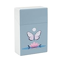 Butterfly Lotus Flower Cigarette Case Box Flip Open Waterproof Cigarette Holder Box for Men and Women