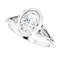 1 CT Oval Cut Anniversary Ring Moissanite VVS Colorless Wedding Ring for Women Her Bridal Gift Engagement Promise Rings 925 Sterling Silver Solitaire Antique Vintage