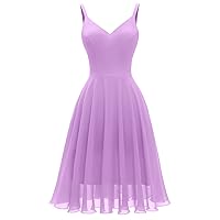 Ellames Women's Summer Dress Spaghetti Strap Cocktail Swing Beach Dresses V Neck Sundress Lavender Large