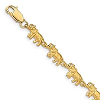 14k Yellow Gold Elephant Chain Charm Bracelet Animal Fine Jewelry For Women Gifts For Her