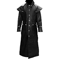Men's Gothic Steampunk Duster Riding Hunting PU Leather Long Coat