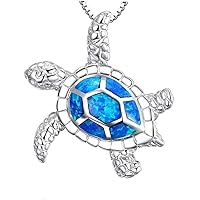 Silver Filled Blue Opal Turtle Pendant Necklace Nature Ocean Style Necklace Women Animal Charm Jewelry Attractive design