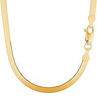The Diamond Deal 14k Solid Yellow Gold 6.00mm Shiny Imperial Herringbone Chain Necklace or Bracelet Bangle for Pendants and Charms with Lobster-Claw Clasp (7