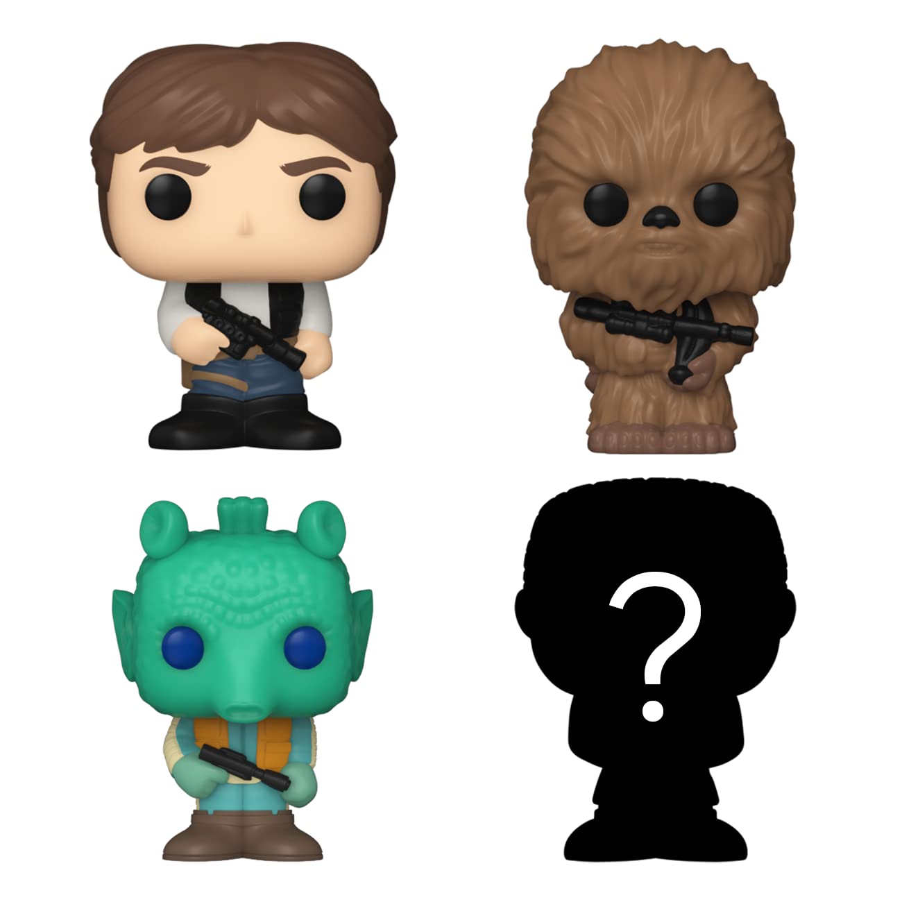 Funko Bitty Pop! Star Wars Mini Collectible Toys - Han Solo, Chewbacca, Greedo & Mystery Chase Figure (Styles May Vary) 4-Pack