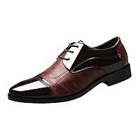 Men's Leather Lined Casual Dress Oxfords Shoes Formal Oxford Wingtip Lace Up Dress Shoes