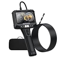 Single Lens Industrial Endoscope Camera, 1080P HD Turnable Lens, 8.5mm Wall Tube, IP67 Waterproof LED Light, 5'' IPS Screen, 6.6 ft Flexible Swan Neck, 32GB Card Serpentine Camera for car and Mechan