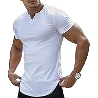 Men's Regular Fit Basic Tee Shirts Top Casual Fashion V Neck Short Sleeve T-Shirt Lightweight Sport Shirt Tee