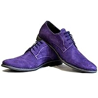 Modello Arrio - Handmade Italian Mens Color Purple Oxfords Dress Shoes - Cowhide Suede - Lace-Up