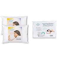 Fiber: The First & Original Water Pillow & Quilted Pillow Protector: Get Zippered Protection from dust and allergens and add a Layer of Luxury and Comfort to Any Pillow White 1'8'' x 2'4''