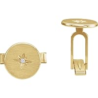 14k Yellow Gold Polished .03 Dwt Diamond Starburst Mens Cuff Links Jewelry Gifts for Men