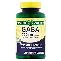 Spring Valley GABA 750 mg Mood Health, 100 Vegeterian Capsules