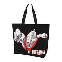 RFSHOP Ultraman Women's Shoulder Bag, Tote Bag, Eco Bag, Shopping Bag, Shoulder Bag, Large Capacity, Waterproof, Canvas, Storage Bag, Handbag, Popular, Cute, Handbag, Travel, School, Work, Gift,,