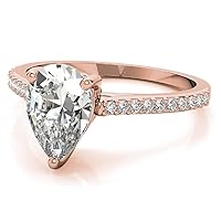 925 Silver,10K/14K/18K Solid Rose Gold Handmade Engagement Ring 2.50 CT Pear Cut Moissanite Diamond Solitaire Wedding/Gorgeous Ring for/Her Women Ring