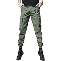Classic Black Solid Color Street Casual Loose Harlan Pants for Men - Ice Silk Cargo Trousers with Large Pockets