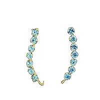 Aquamarine and Diamond Earring Jackets in 14K Yellow Gold