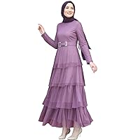 Aden Women's Muslim Abaya Dress Lilac| Hijab Ladies Long Sleeve Embroidered Evening Dresses (as1, Numeric, Numeric_8, Numeric_22, Plus, Petite, 14 US/42 EU)