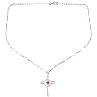 NOVICA Artisan Handmade Garnet Cross Necklace, Celtic Cross'