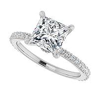 JEWELERYYA 3 CT Princess Cut Colorless Moissanite Engagement Ring, Wedding/Bridal Ring, Halo Style, Solid Sterling Silver, Anniversary Bridal Jewelry, Classic Rings for Wife