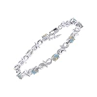 Stunning Exotic Ethiopian Opal & Diamond Infinity Tennis Bracelet Set in Sterling Silver - Adjustable to fit 7