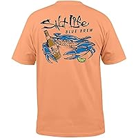 Salt Life Men's Blue Brew Crab Short Sleeve Classic Fit Shirt