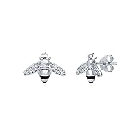 Lovely Honey Bee Stud Earrings For Women's Girls Round Cut D/VVS1 Diamond In 925 Sterling Silver (Push Back)