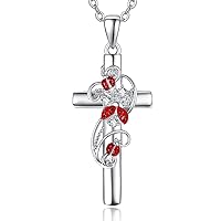 KINGWHYTE Butterfly/Ladybug Necklace 925 Sterling Sliver Cross Jewelry Pendant Butterfly Gifts Mother's Day Gifts for Women Girl