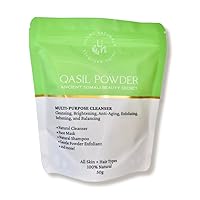 Qasil Powder 50 Grams – Ancient Somali Beauty Secret, Gentle Deep Cleansing Facial Mask for Beautiful Glowing Skin. Reduces Dark Marks and Scars. Brightens. Detoxifies.