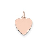 14K Rose Gold Plain .011 Gauge Engravable Heart Disc Charm