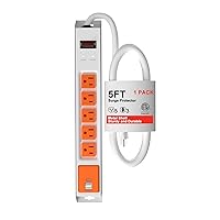 ETL-Listed Heavy Duty Power Strip, Metal Industrial Surge Protector with Handly Wall Mounting Holes Pre-Drilled, 6 Foot Heavy Duty Power Cable with Multiple Outlets1875W/15A [10 Years Lifetime]