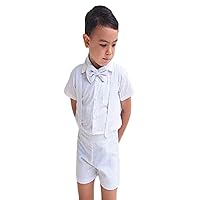 Boy 3 Piece Linen Outfit, Linen Pants, Christening Outfit, Kids Suit, White